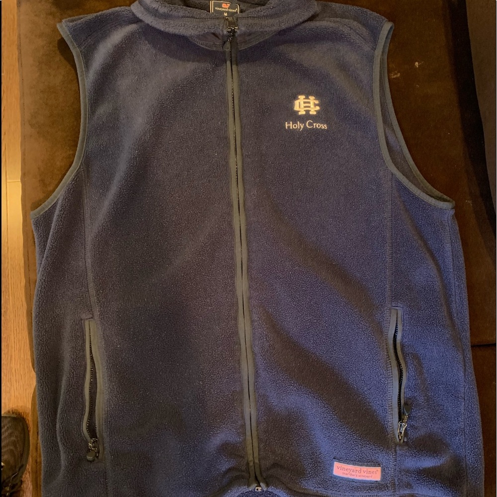 Mens Medium Blue Vineyard Vines Holy Cross Zip Up